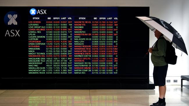 Digital market boards at the Australian Stock Exchange (ASX) in Sydney in Sydney, Thursday, April 30, 2020. Investors are smiling in early trade on the Australian share market, which is being pushed along by energy, materials and IT stocks. (AAP Image/Joel Carrett) NO ARCHIVING