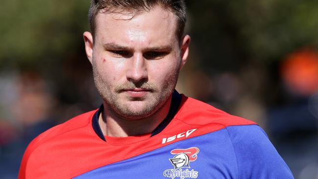 Knight's Robbie Rochow is put through a fitness test at training. Picture by Peter Lorimer.