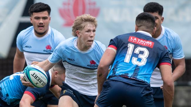 Action from a Waratahs v Rebels match in a past Super Rugby comp.