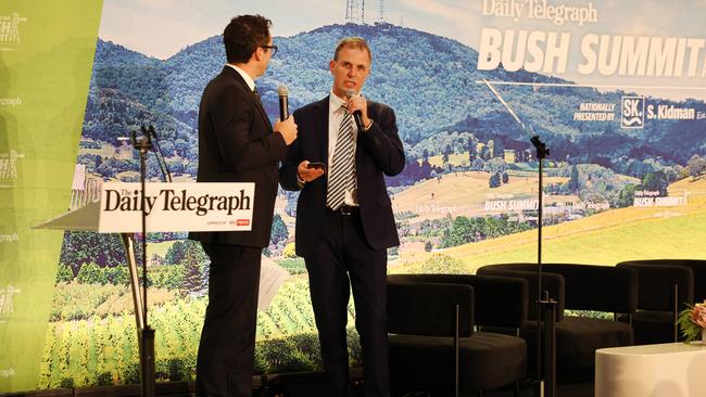 Peter Stefanovic, left and Daily Telegraph editor Ben English close the Bush Summit for 2024. Picture: Rohan Kelly