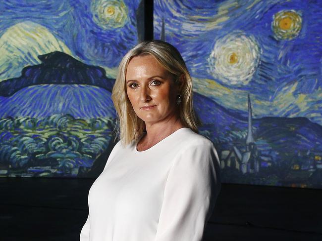 Emma Triggs, who brought Van Gogh Alive to Australia, inside the multimedia exhibition of the famed artists' work. Picture: John Appleyard