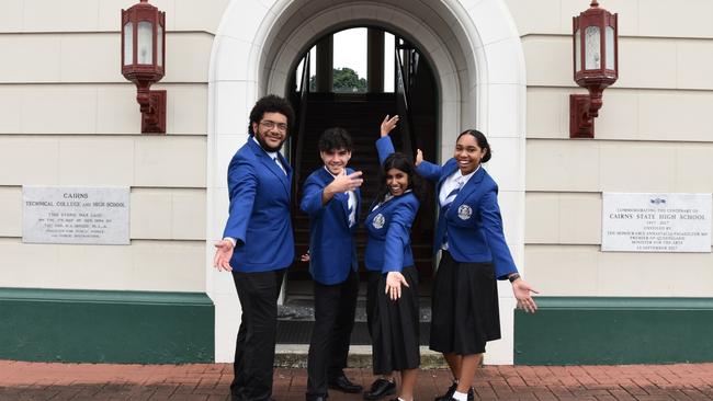 Cairns State High School captains of 2023: Monica Dixon, Konstiantyn Volkov, Nelson Alo and Michelle George