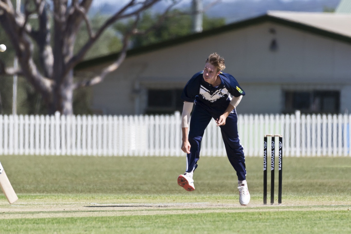 Fraser Ellis bowls for Victoria against Queensland in Australian Country Cricket Championships round two at Rockville Oval, Friday, January 3, 2020. Picture: Kevin Farmer