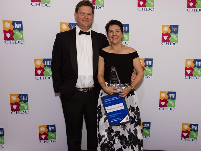 Andrew and Jocie Bate from SwarmFarm Robotics won the Agribusiness and Manufacturing Awards at the 2021 Central Highlands Business Excellence Awards.