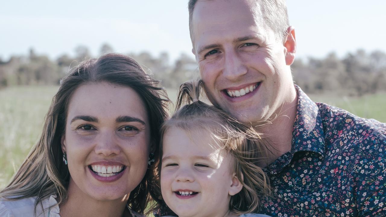 Ipswich nurse Bec Vallee with husband Ryan and daughter Ambrosia.