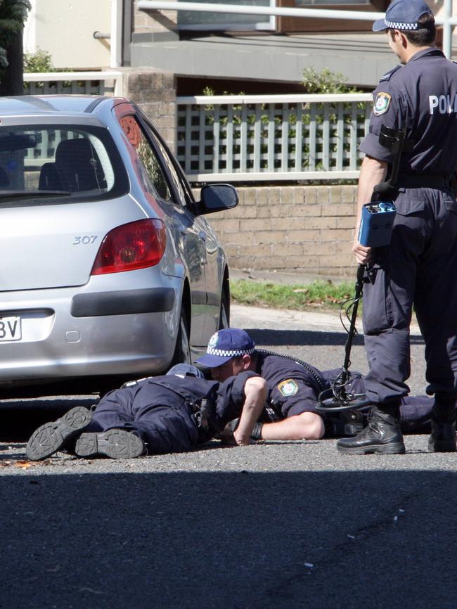 Police at the scene of the McGurk murder. Picture: Jeff Herbert