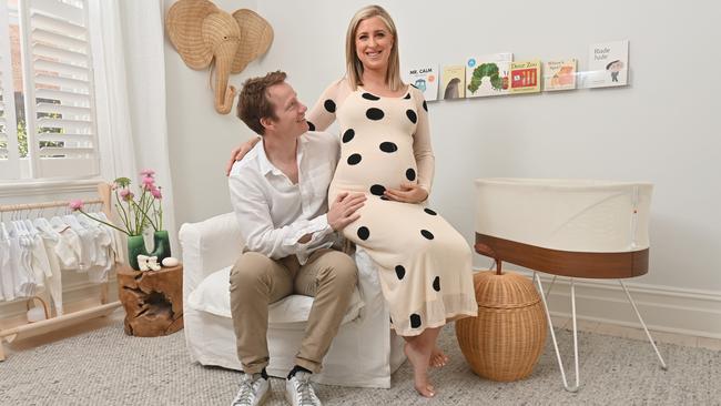 7NEWS Presenter and Reporter Elspeth Hussey and Alastair Dillon in the nursery at their home ahead of the arrival of their first child due mid-October. Picture: Keryn Stevens