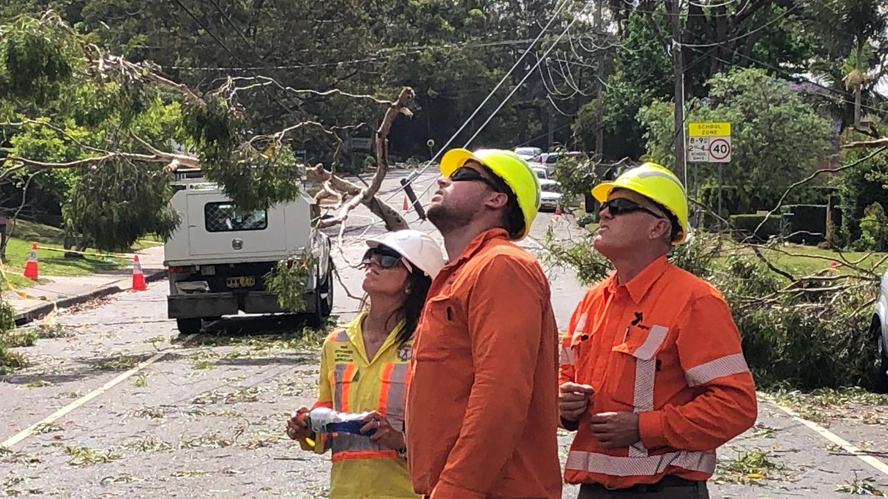 A man escapes his ute safely after 11,000 volt powerline falls onto his ute. Picture: Jim O'Rourke.