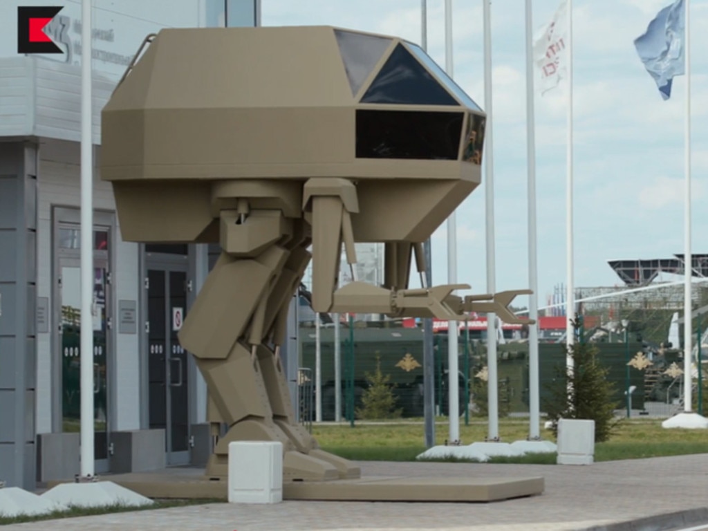 Kalashnikov's concept walking 'battlefield engineer and fighting vehicle' at an arms expo near Moscow. Picture: Kalashnikov.