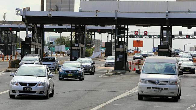 The southbound toll gates for traffic coming off the Sydney Harbour Bridge. Picture Craig Greenhill