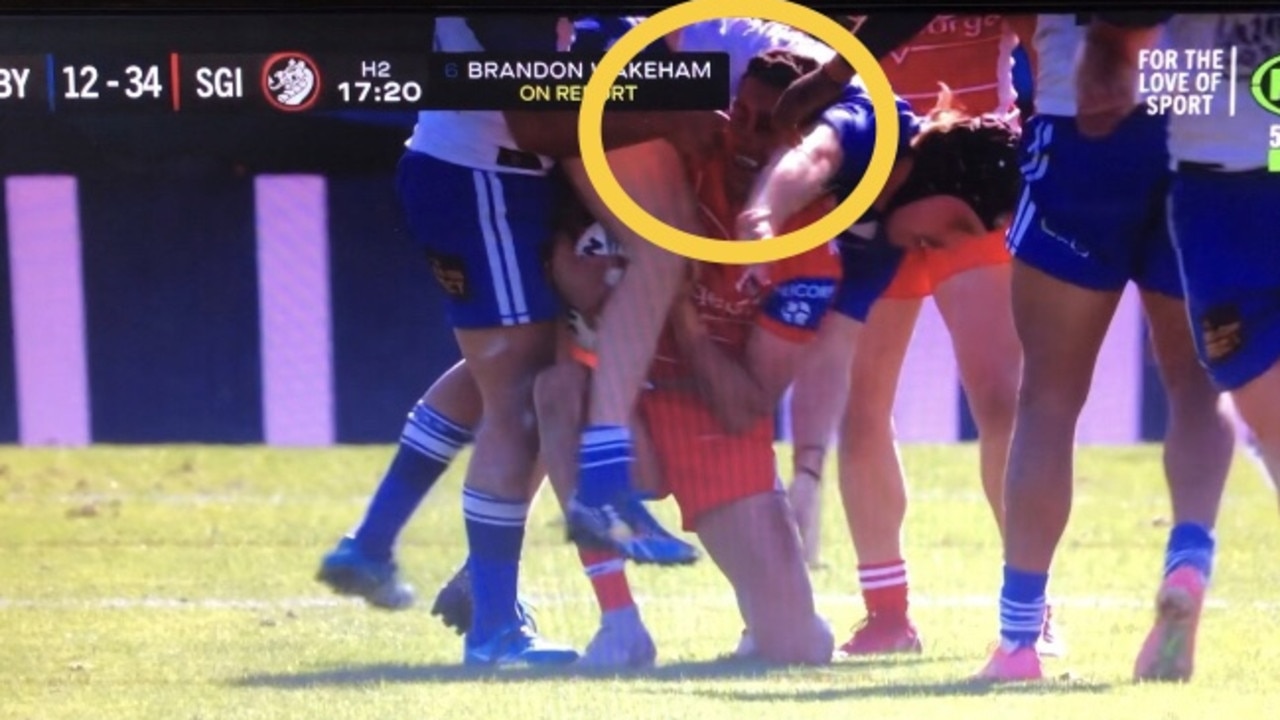 Brandon Wakeham copped a four-match ban for this incident. Picture: Fox League