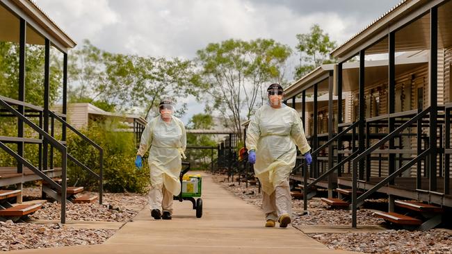 A Covid-19 positive passenger repatriated from South Africa to the Howard Springs quarantine centre will have further genomic testing to determine if the virus strain contracted is the ‘concerning’ new Omicron variant. Picture: Glenn Campbell