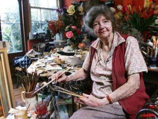 Margaret Olley in her Sydney studio. Picture: Getty.