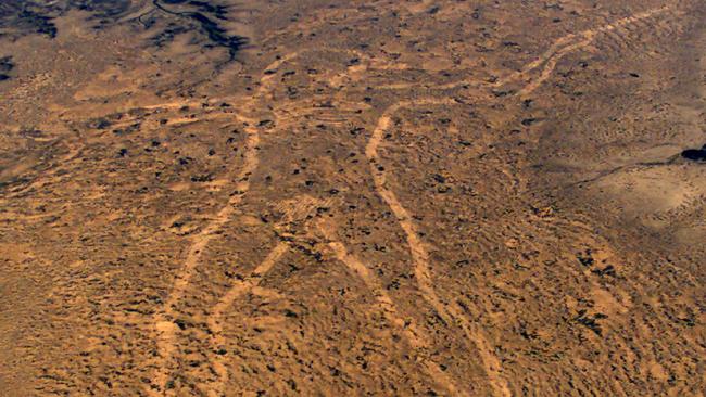 Aerial view of the mysterious <i>Marree Man </i>in remote northern South Australia.