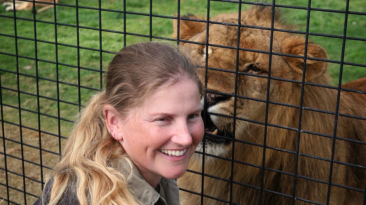 Zookeeper Jen Brown has gone back to working with lion after being mauled in 2020. Picture: Jeff Darmanin