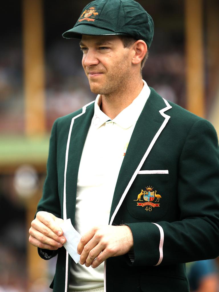 Australian captain Tim Paine at the toss during Day 1 of the Sydney Test match between Australia and New Zealand at the SCG. Picture. Phil Hillyard