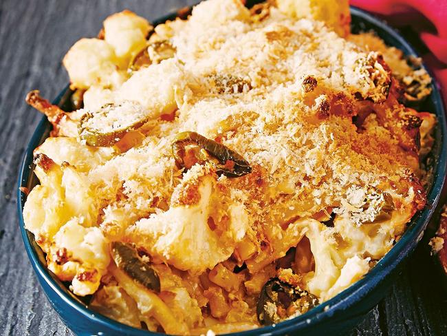 Mac and cheese cauliflower is a hearty dish.