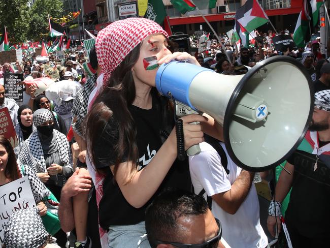 MELBOURNE, AUSTRALIA - NewsWire Photos, DECEMBER 24, 2023. Palestinian protest against the war with Israel being held in Melbourne..Picture: NCA NewsWire/ David Crosling