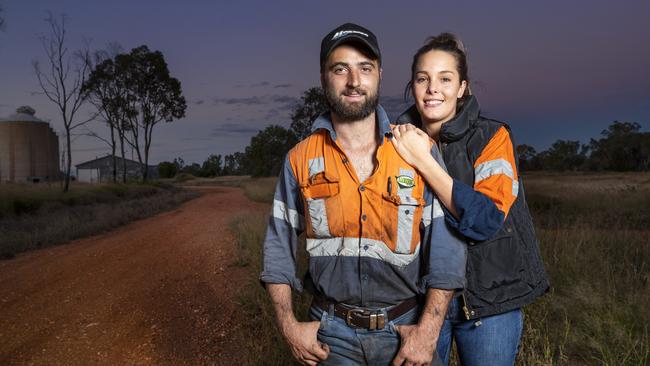 Clermont couple Lani Jago and Dean Marshall are excited for the immense opportunities of Adani’s Carmichael coal mine. Picture: Lachie Millard