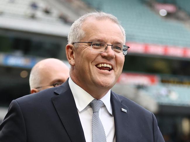 MELBOURNE. 307/03/2022.   Shane Warne memorial service at the MCG.   pRIME minister Scott Morrison  . Photo by Michael Klein