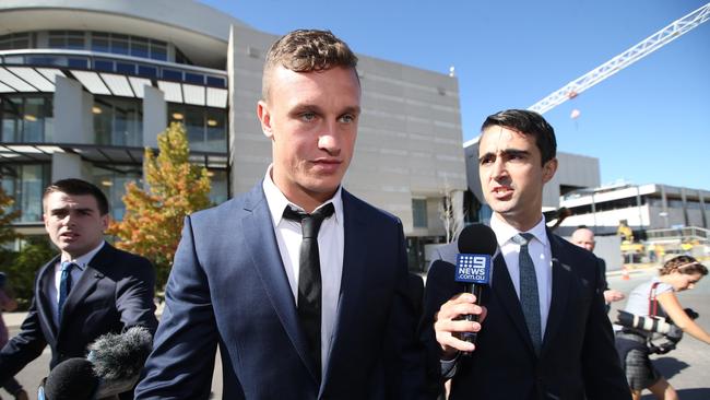 Wighton leaving the ACT Magistrates Court in Canberra.