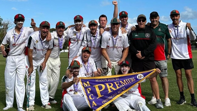 Pines show off the MPCA Provincial premiership flag. PIcture: Facebook