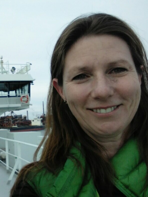 Lynn Simpson while working as a livestock vet on a live export vessel in the 2000s.