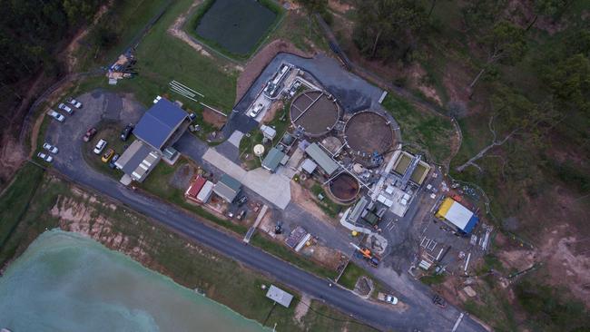 An aerial view of one of Logan City’s waste treatment plants. 