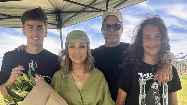 Mirella Smith with sons Christian (left) and Charli, and husband Rick, at Port District’s triathlon fundraiser on Sunday. Picture: Supplied