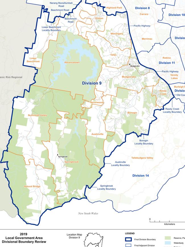 Gold Coast Division 9 Electoral Commission map 2020. Photo: ECQ