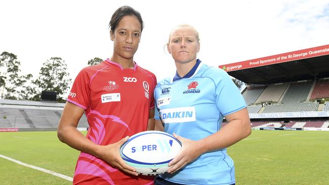 Kirby Sefo of the Reds and Emily Robinson of the Waratahs.