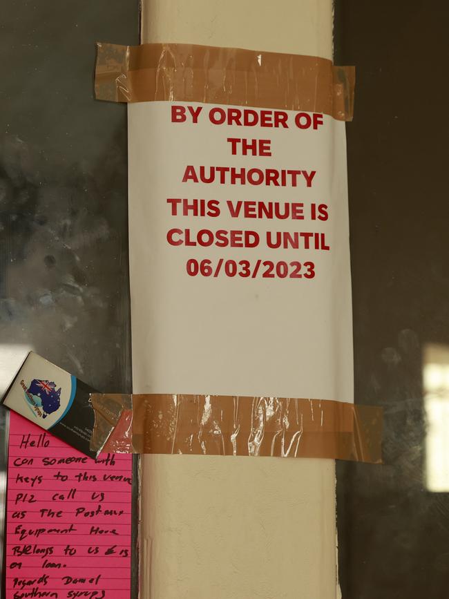 Temporary closure signs are still on display at Eros. Picture: Tim Hunter