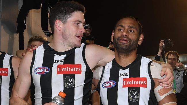 Jack Crisp with great mate Travis Varcoe. Pic: AAP