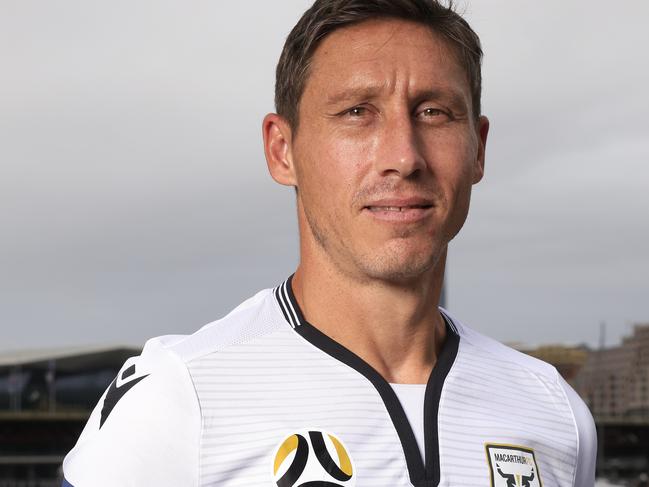 SYDNEY, AUSTRALIA - DECEMBER 14: Mark Milligan of Macarthur FC poses for a portrait during the Fox Sports A League season Launch at Darling Harbour on December 14, 2020 in Sydney, Australia. (Photo by Mark Evans/Getty Images)