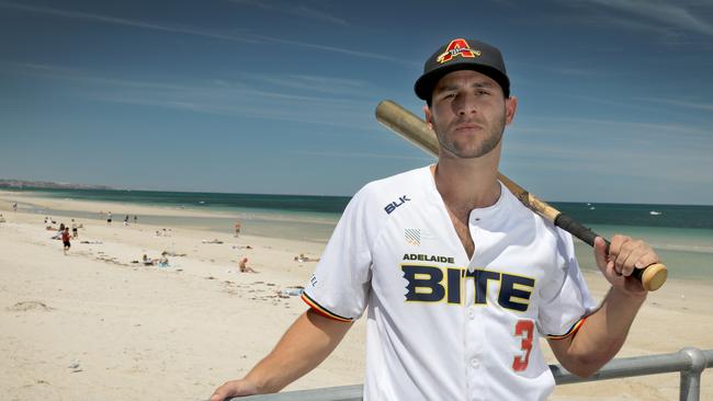 US shortstop Mikey Reynolds has re-signed for Adelaide Bite for next Australian Baseball League season. Picture: Dean Martin/AAP