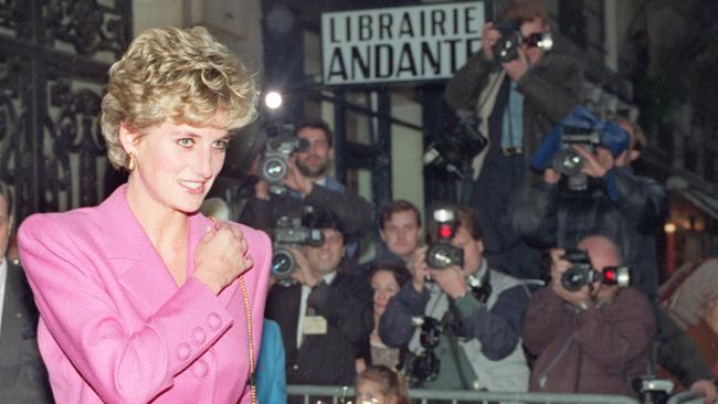 Princess Diana leaves a bookshop in Paris in 1992. Picture: AFP