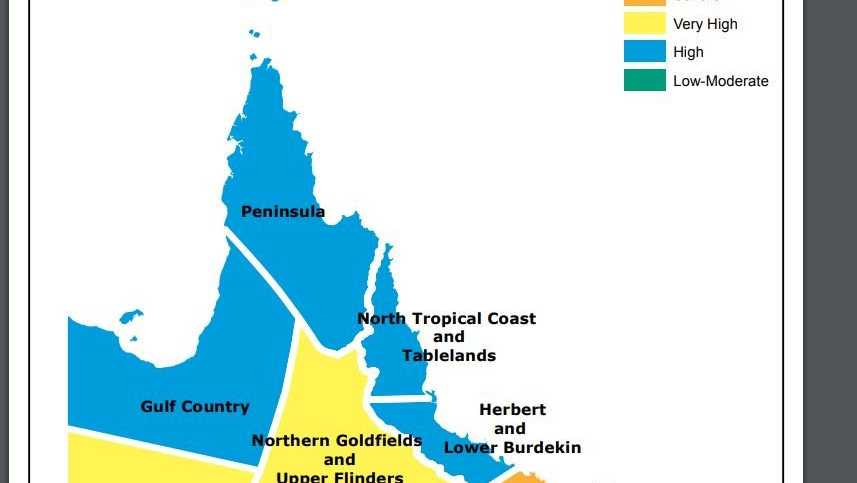 Fire danger rating upgraded to catastrophic for Capricornia and Central Highlands and Coalfields about 2.30pm Wednesday. Picture: QFES