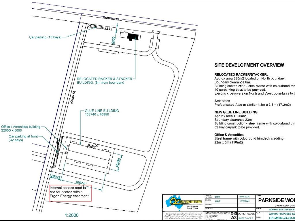 Plans for a new wooden and laminated product manufacturing plant in Wondai. Image: SBRC.