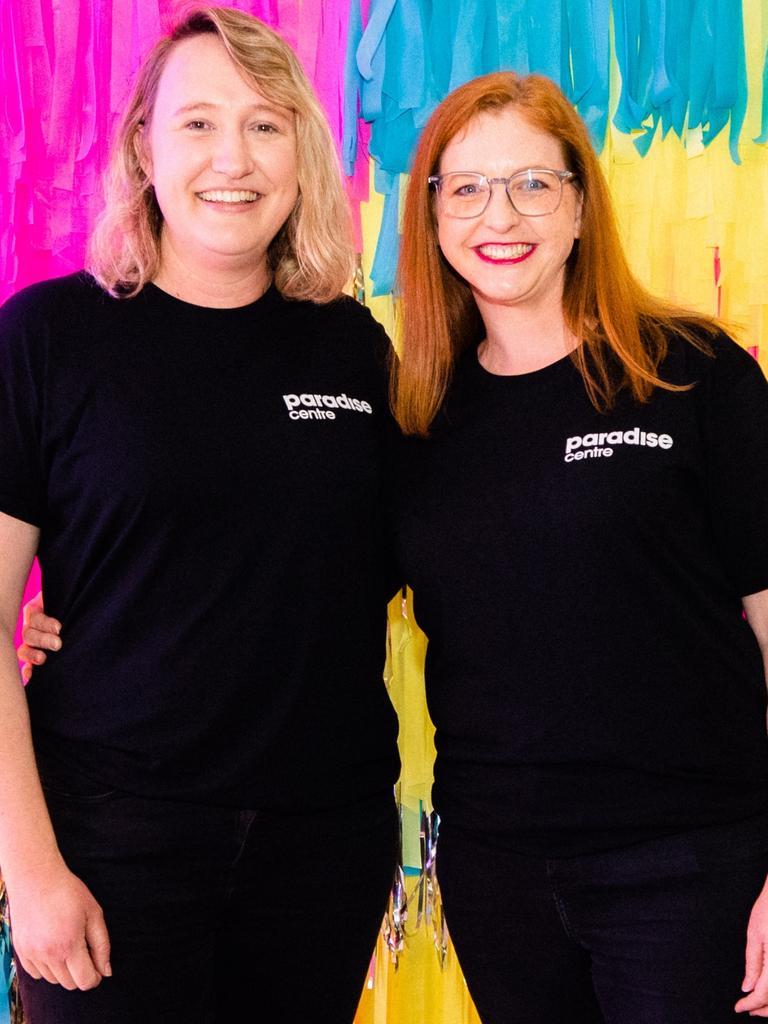 Jessica McWatt Forbes and Katie Burton at the launch of Neon Paradise on the Gold Coast. Socials: Damien Anthony Rossi | Picture: Sam Neil