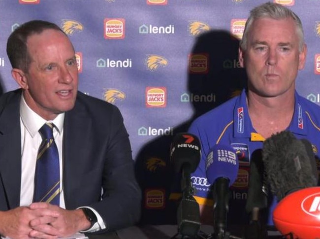 Adam Simpson has revealed the truth of his awkward farewell press conference moment with Don Pyke.