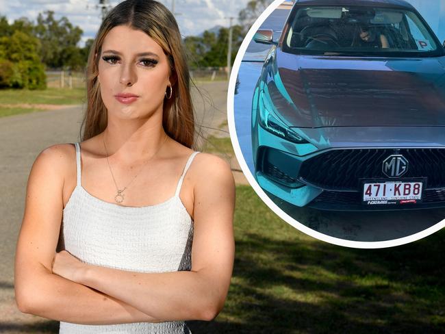 Carjacking victim Haylee Robbins, 19, says a balaclava-wearing thief made her pinky promise not to track him and promised to bring back her new MG. Picture: Evan Morgan