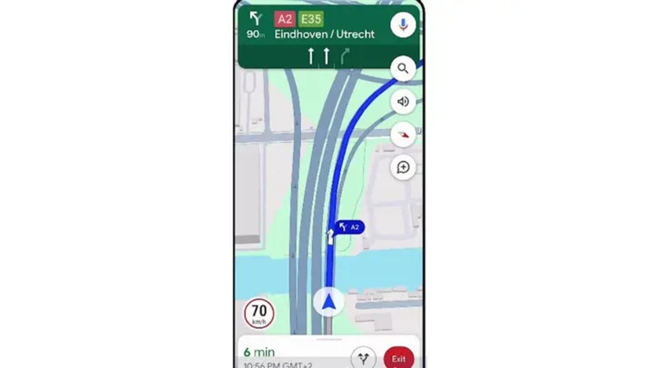 Google Maps Navigation offers improved lane guidance and traffic information. Picture: Google