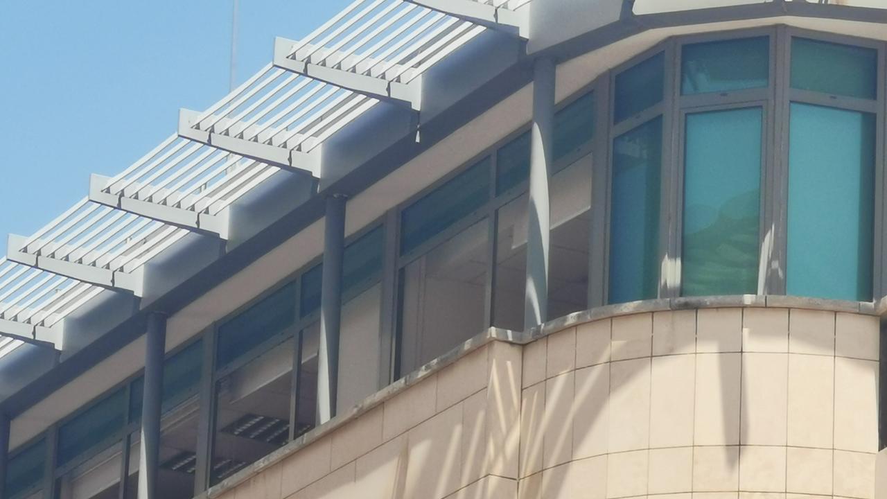 Windows at the Australian embassy were blown out. Picture: Samira El Azar