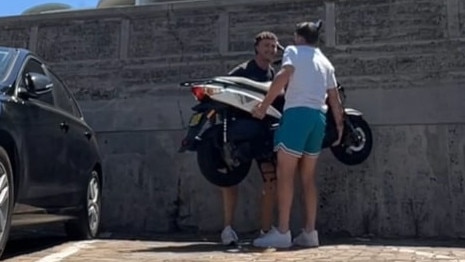 Two men have filmed themselves moving a moped from a parking spot at Bondi Beach. Picture: TikTok