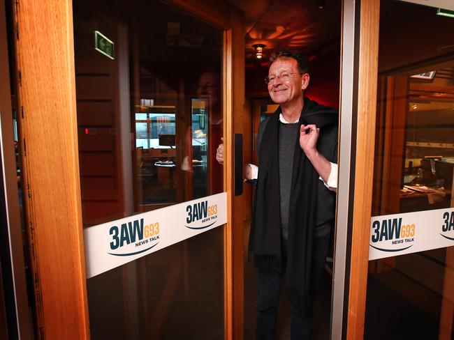 Red Symons at 3AW for his first regular appearance with Neil Mitchell. Picture: David Caird