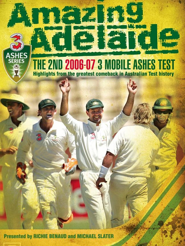 Cover of a DVD on the 2nd Adelaide Ashes Test that was quickly dubbed “Amazing Adelaide” thanks in no small part to the heroic efforts of Shane Warne.