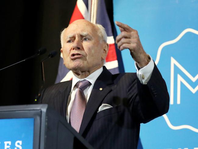 Former Prime Minister John Howard speaking at his John Howard Lecture for the Menzies Research Centre. Jane Dempster/The Australian.