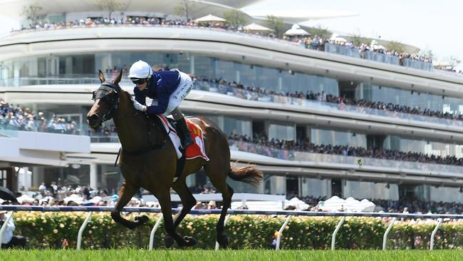 The Map winning a race on Melbourne Cup Day last year with Jamie Kah on board. Picture: Quinn Rooney/Getty Images