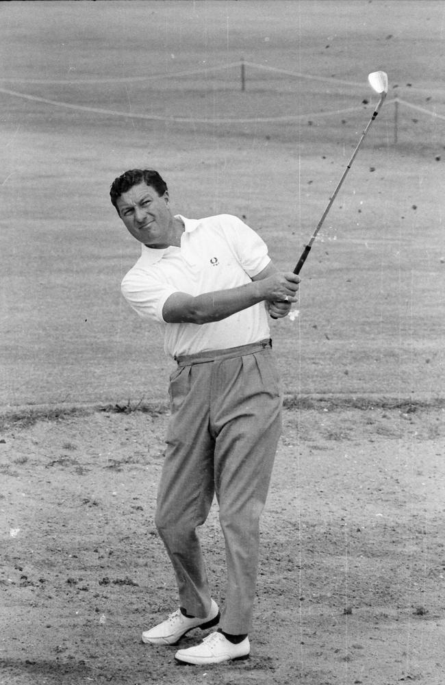 Golfer Peter Thomson practising for the Australian Open at Royal Queensland Golf Course in 1966.