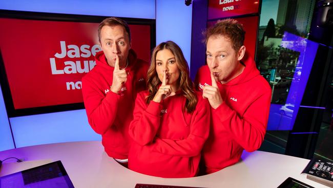 Boosting the bigger-than-ever Nova reach has been the runaway train that is Nova Melbourne breakfast with Clint Stanaway, Lauren Phillips and Jase Hawkins. Picture: Supplied/Nova